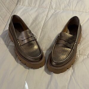 Pedro Garcia Sebas metallic bronze  Loafers with Tan lug Sole. 36.5